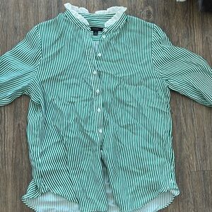 Jcrew Drapery cupro blend ruffle trim shirt in stripe